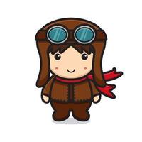 cute pilot mascot character with smile face vector