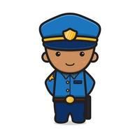 Cute police character wearing uniform cartoon vector icon illustration