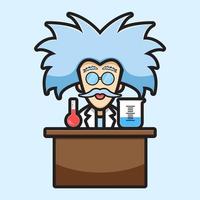 Cute scientist character experiment chemical cartoon vector icon illustration