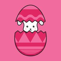 Cute rabbit character get out of the egg cartoon vector icon illustration