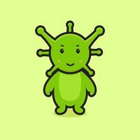 cute virus mascot character illustration vector