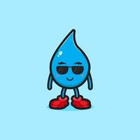 Cute water character wearing glasses cartoon vector icon illustration