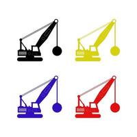 Set Of Wrecking Ball Crane On White Background vector