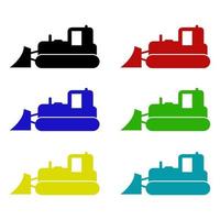 Set Of Bulldozers On White Background vector