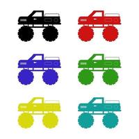 Monster Truck Set On White Background vector