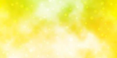 plantilla de vector verde claro, amarillo con estrellas de neón.