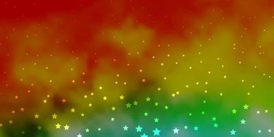 Dark Green, Yellow vector background with small and big stars.