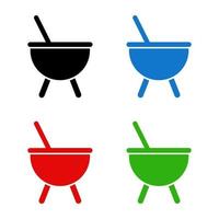 Cauldron Set On White Background vector