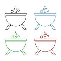 Cauldron Set On White Background vector