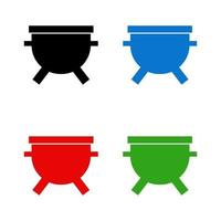 Cauldron Set On White Background vector