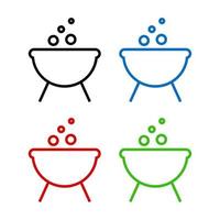 Cauldron Set On White Background vector