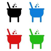 Cauldron Set On White Background vector