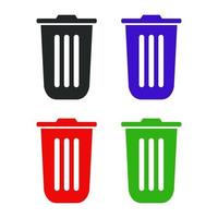 Set Of Trash Can On White Background vector