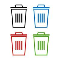 Set Of Trash Can On White Background vector