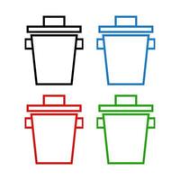 Set Of Trash Can On White Background vector