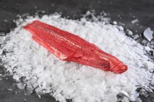 pescado crudo fresco en hielo
