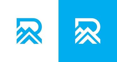 Modern letter R with Ridge element logo, simple R initial and mountain logo, home Roof logo vector