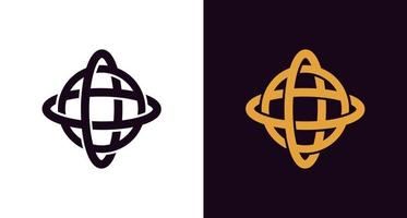 abstract and classic globe logo icon, circular rotation logo, simple and elegant earth rotation logo vector