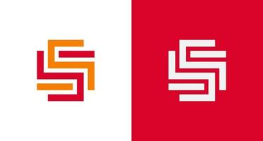 Logotipo de monograma de letra ss abstracta y en bloque, elegante plantilla de logotipo inicial de letra ss rectangular vector