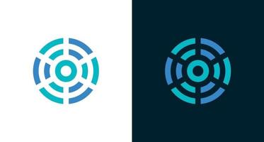 circular abstract logo design with connection, wifi, maze element vector