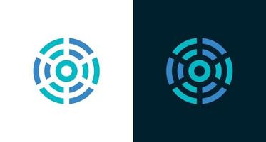 circular abstract logo design with connection, wifi, maze element vector