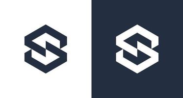 modern hexagonal letter S logo in geometric shape, simple blocky letter SS monogram logo vector