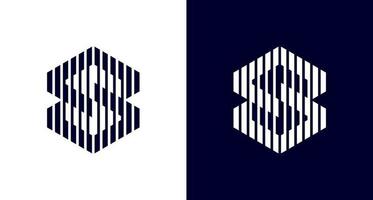 modern hexagonal letter S logo in geometric shape, simple blocky letter SS monogram logo vector