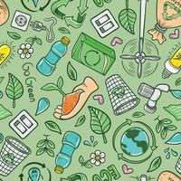 hand drawn cartoon eco recycle seamless pattern background vector