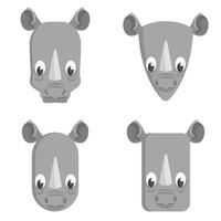 Set of cartoon rhinoceroses. vector