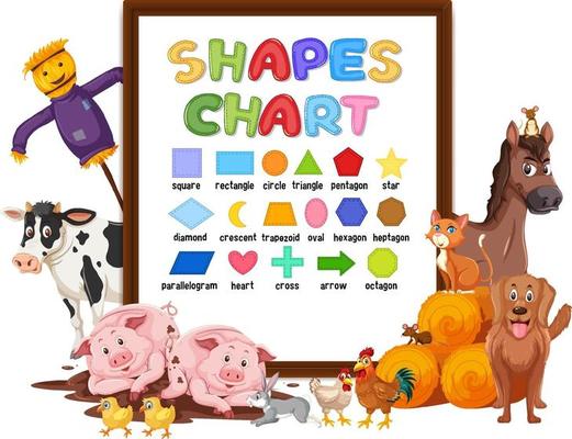 Shapes chart board with wild animals