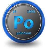 Polonium chemical element. Chemical symbol with atomic number and atomic mass. vector