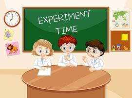 Classroom scene with students wearing laboratory gown vector