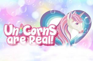 Cute unicorn with unicorns are real symbol on pastel background vector