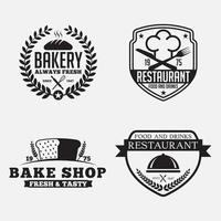 Conjunto de insignias y etiquetas de logotipos de comida retro vector