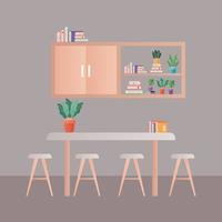 Mesa con sillas frente a muebles de diseño vectorial vector