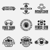 Fitness and Gym Logos Badges and Labels set vector