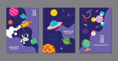 set of banner templates. universe, space galaxy, design. vector illustration