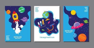 set of banner templates. universe, space galaxy, design. vector illustration