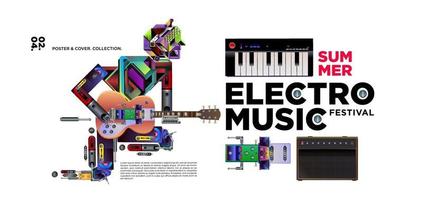 Electronic music festival poster and banner design vector