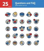 Questions and FAQ filled outline icon set. Vector and Illustration.