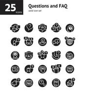 Questions and FAQ solid icon set. Vector and Illustration.