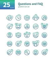 Questions and FAQ gradient icon set. Vector and Illustration.