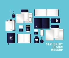 Modern stationery mock-up template pack vector