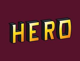 3d hero lettering on burgundy background vector design