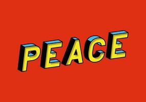 3d peace lettering on red background vector design