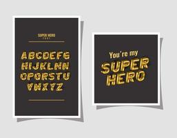 3d super hero lettering and alphabet on gray backgrounds vector design