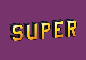 Super letras 3d sobre fondo púrpura diseño vectorial vector