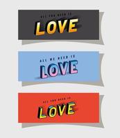 Letras de amor 3d en fondo gris azul y rojo diseño vectorial vector