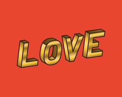 3d love lettering on red background vector design