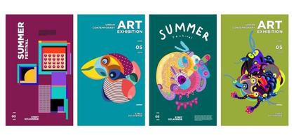 Summer art and culture exhibition colorful poster design vector